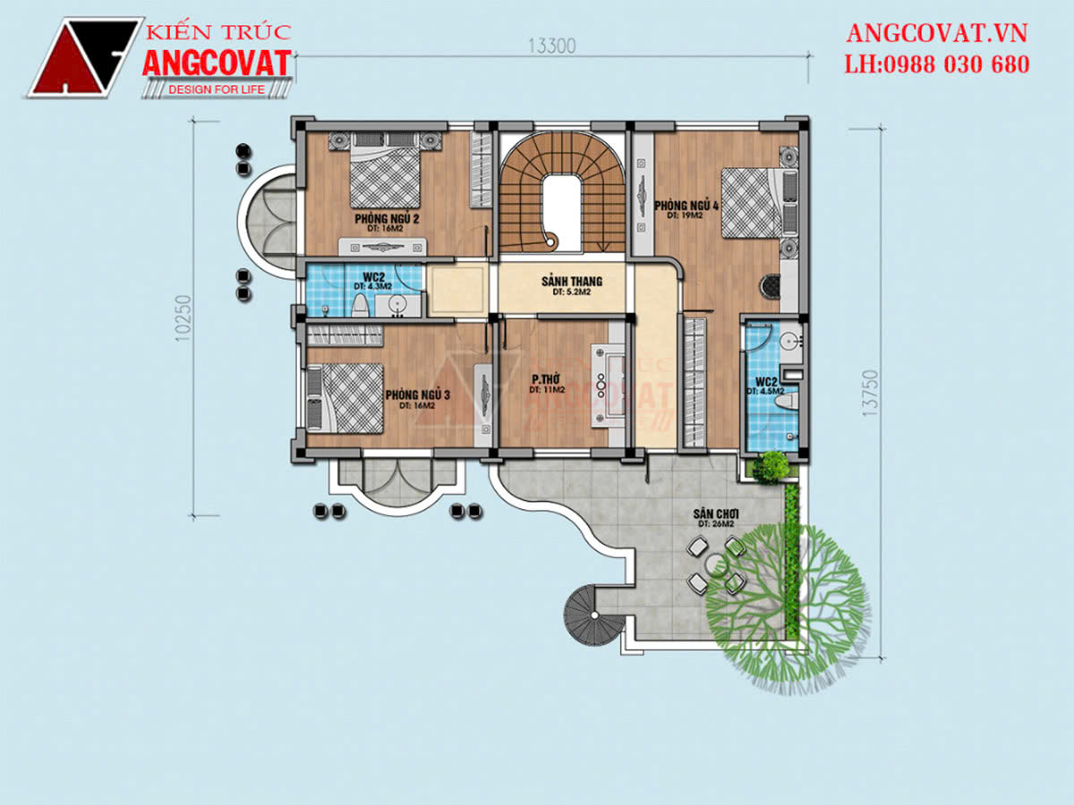 Bản vẽ mặt bằng tầng 2 