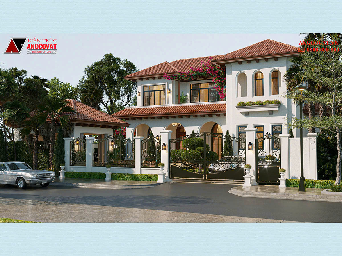 Mẫu biệt thự 2 tầng Địa Trung Hải mang vẻ đẹp bình yên, khoáng đạt 
