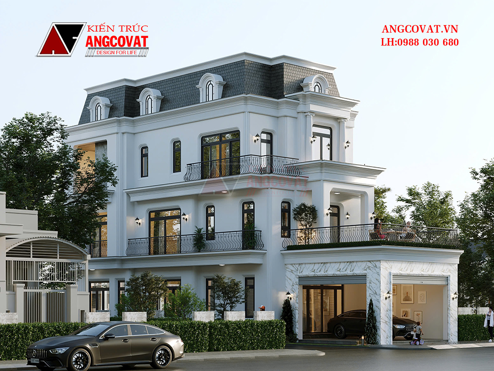 Hình ảnh biệt thự 3 tầng mái Mansard 150m2 nổi bật với vẻ đẹp sang trọng, tinh tế 