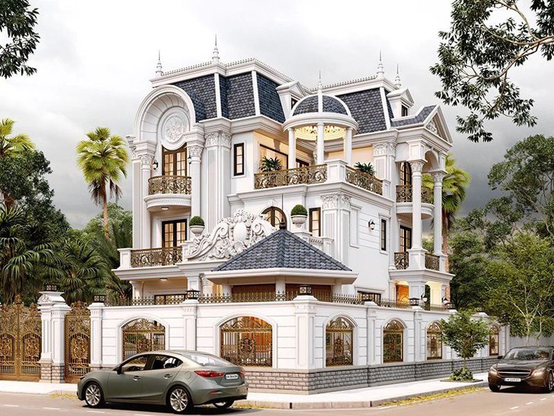 Biệt thự cổ điển kiểu Pháp lộng lẫy với hệ mái Mansard đặc trưng 