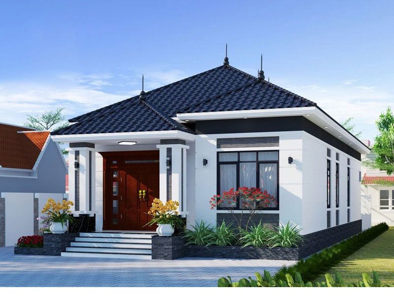 Xây nhà mái Nhật 9x12 1 tầng ở quê cho bố mẹ
