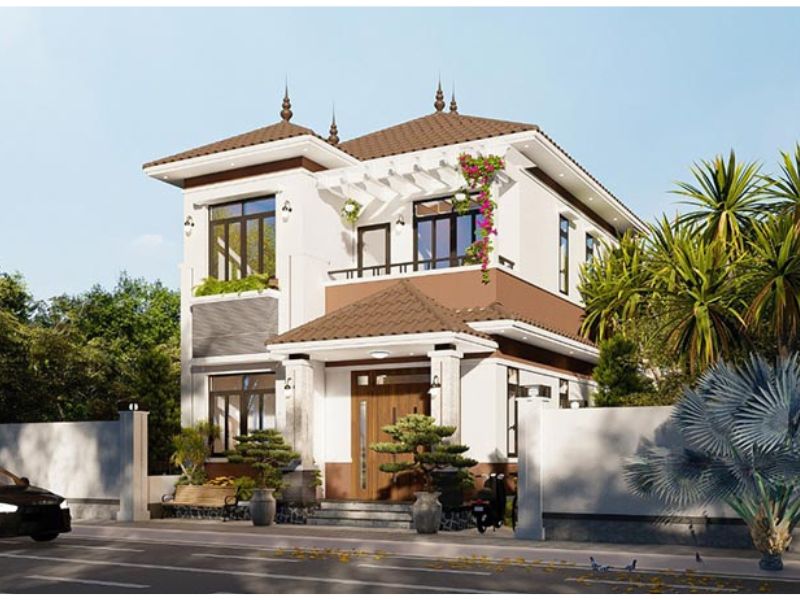 Ấn tượng với mẫu nhà mái Nhật 9x12 2 tầng 4 phòng ngủ có phòng thờ