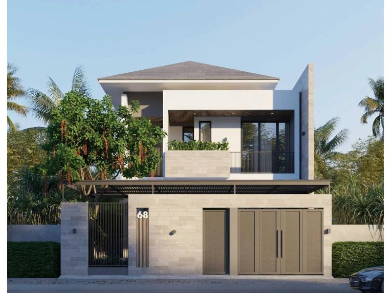 Mẫu nhà phố mái Nhật 9x12 hiện đại