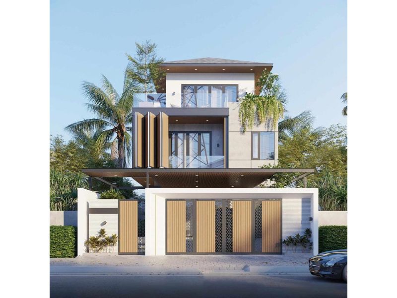 Thiết kế nhà mái Nhật 9x12 hiện đại ở thành phố