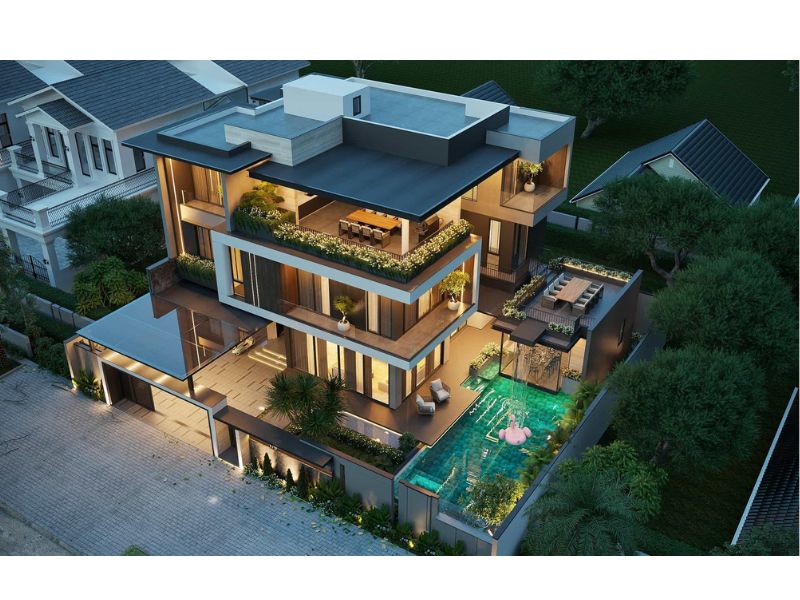 Biệt thự 3 tầng có hồ bơi sang trọng đẳng cấp