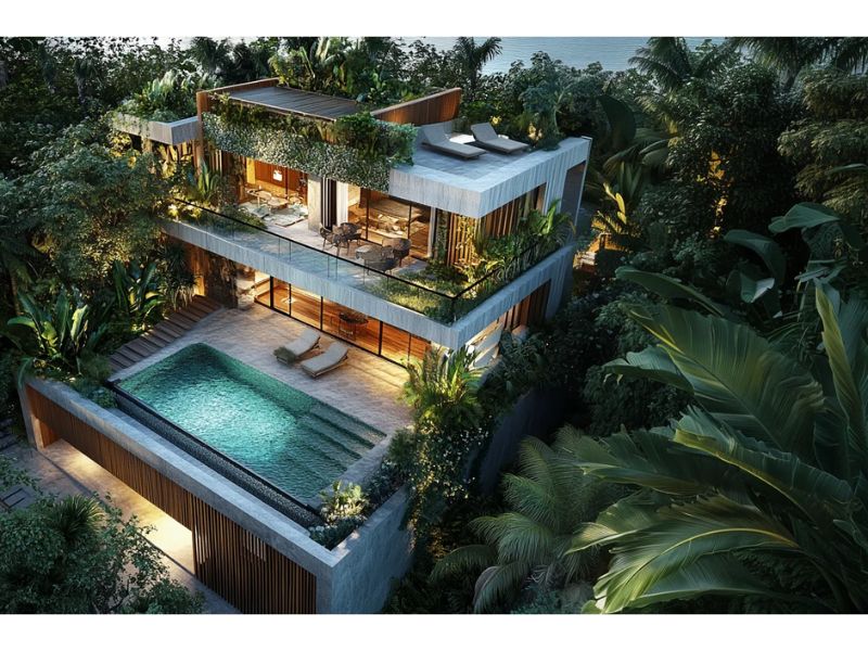 Không gian sống gần gũi với thiên nhiên của biệt thự có hồ bơi 3 tầng hiện đại 