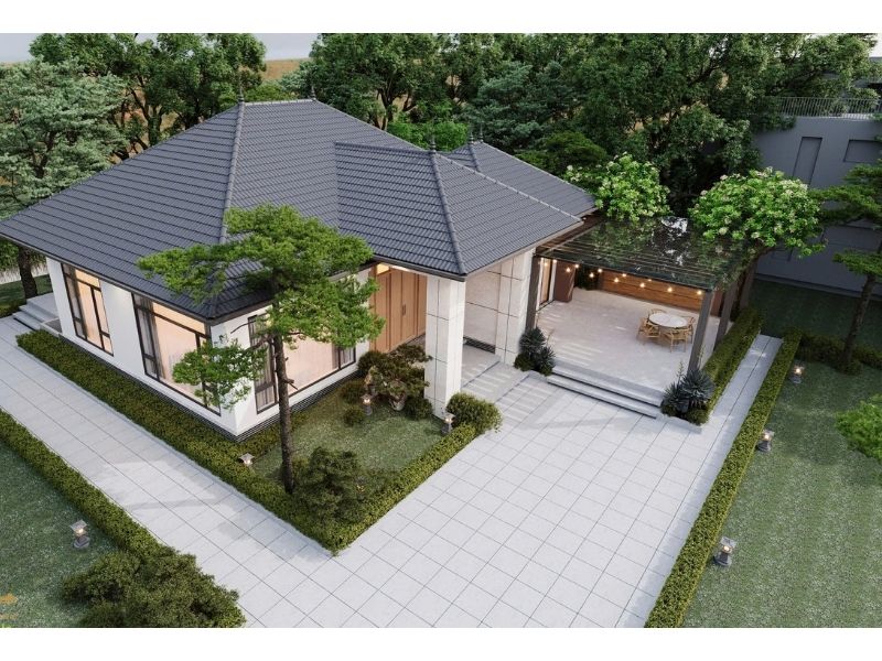 Tổng quan ngôi nhà 1 tầng 4 phòng ngủ mái Nhật toát lên vẻ đẹp hài hòa và thanh thoát