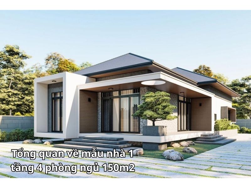 Mẫu nhà 1 tầng 4 phòng ngủ 150m2 vừa đẹp vừa tiện nghi