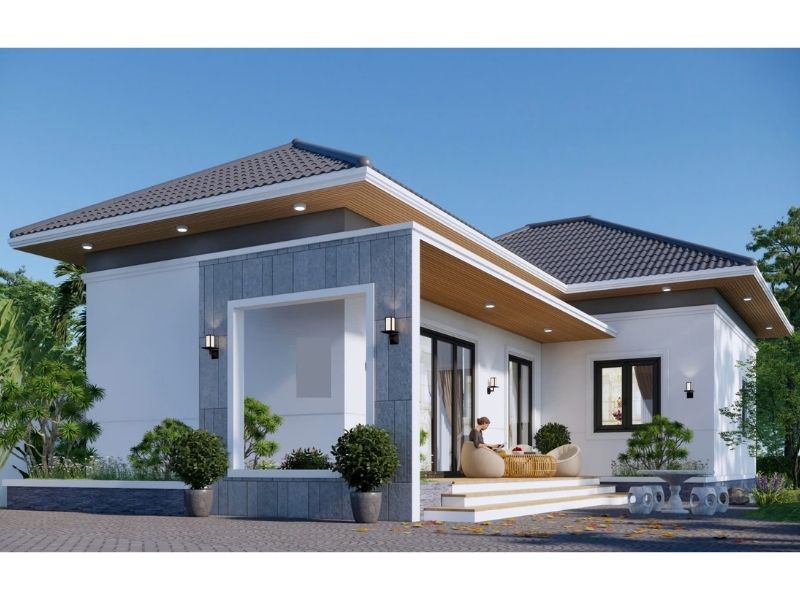 Thiết kế nhà 1 tầng 4 phòng ngủ mái Nhật mang tới không gian sống đẹp và thoải mái