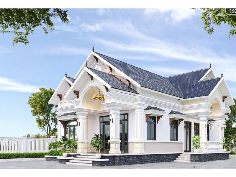 Đường nét kiến trúc tinh tế trong mẫu nhà 1 tầng 4 phòng ngủ mái Thái
