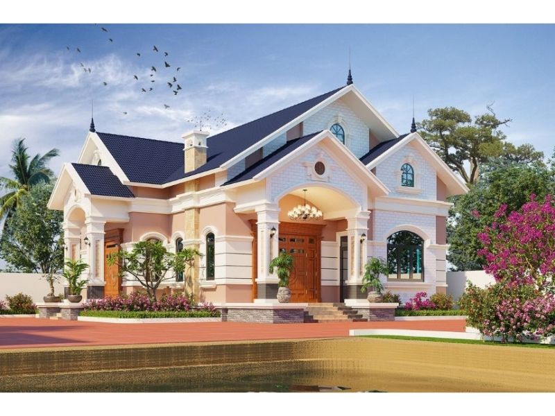 Mẫu nhà 1 tầng 4 phòng ngủ 150m2 mái Thái vừa thẩm mỹ lại giúp thoát nước mưa nhanh chóng