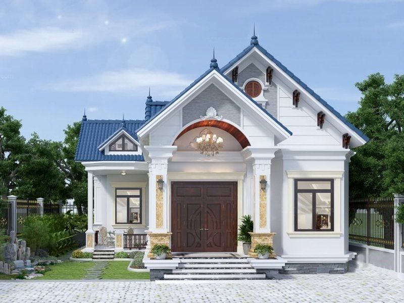 Thiết kế nhà 1 tầng mái Thái 4 phòng ngủ đáp ứng công năng tiện nghi cho gia đình