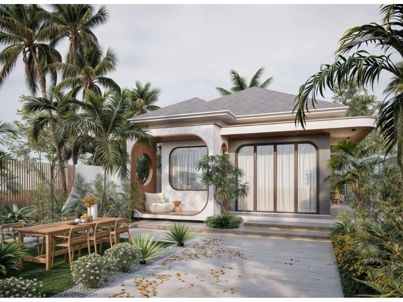 Mẫu nhà vườn 1 tầng 4 phòng ngủ 150m2 đẹp