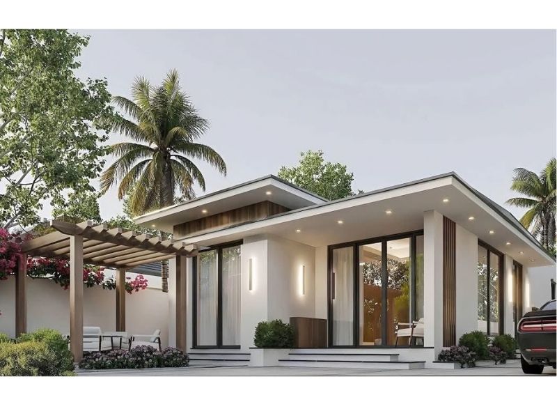 Thiết kế nhà 1 tầng 4 phòng ngủ 150m2 mái bằng hiện đại, tối ưu công năng sử dụng