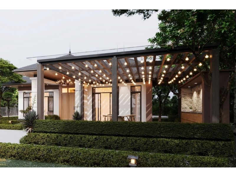 Mẫu nhà 1 tầng 150m2 mái Nhật mang tới không gian nghỉ ngơi lý tưởng