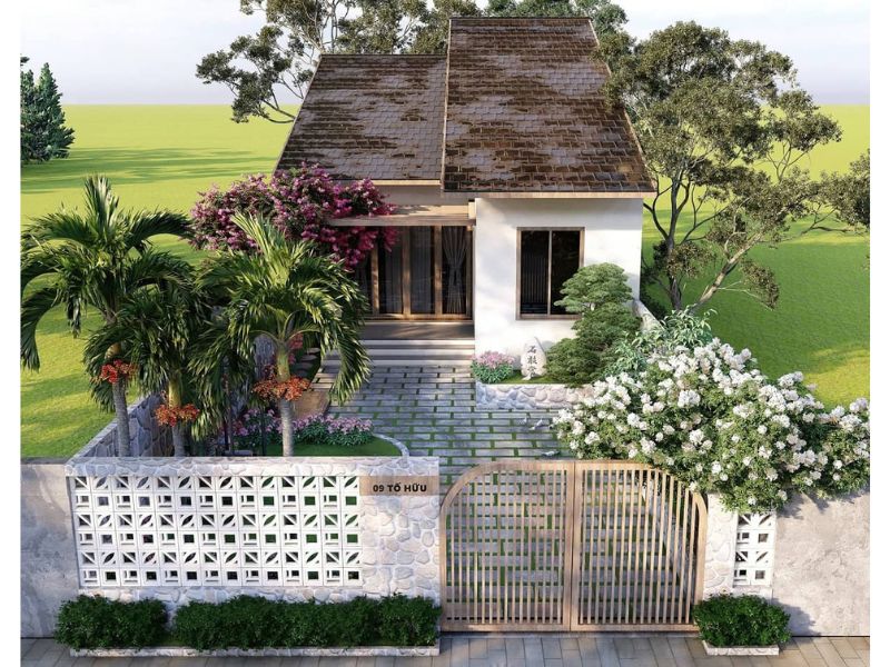 Mẫu nhà biệt thự sân vườn 500m2 cấp 4 đơn giản nhưng sang trọng, tiết kiệm chi phí