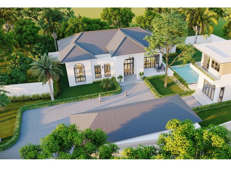 Tham khảo công trình biệt thự 500m2 1 tầng hài hòa giữa thiết kế và cảnh quan sân vườn đep mắt, trong xanh