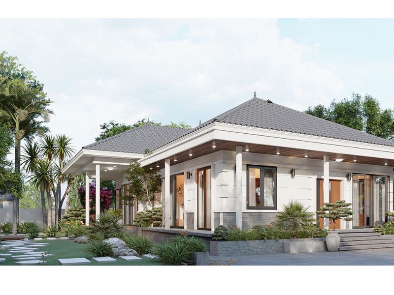 Biệt thự sân vườn 1 tầng rộng 500m2 phong cách kiểu Nhật Bản