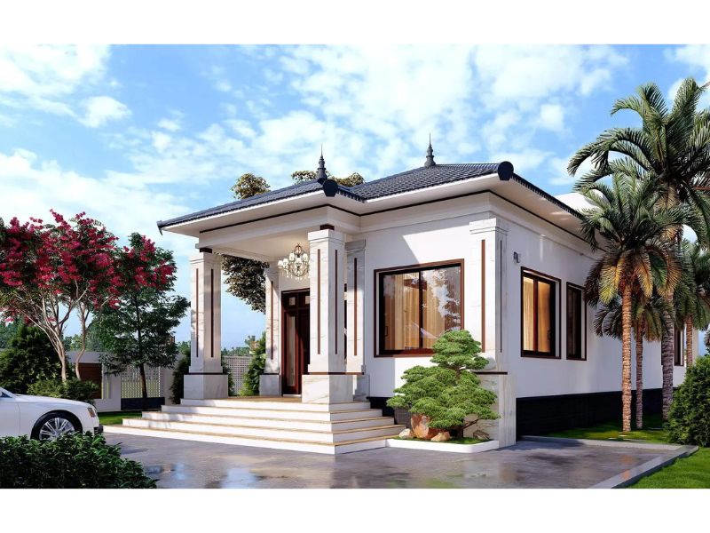 Vẻ đẹp ngoại thất sang trọng, hiện đại của mẫu biệt thự sân vườn 500m2