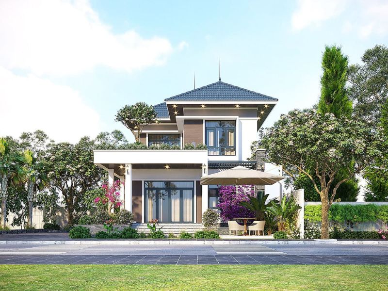 Biệt thự sân vườn 500m2 2 tầng mái Nhật mang tới không gian sống nhẹ nhàng và bình yên