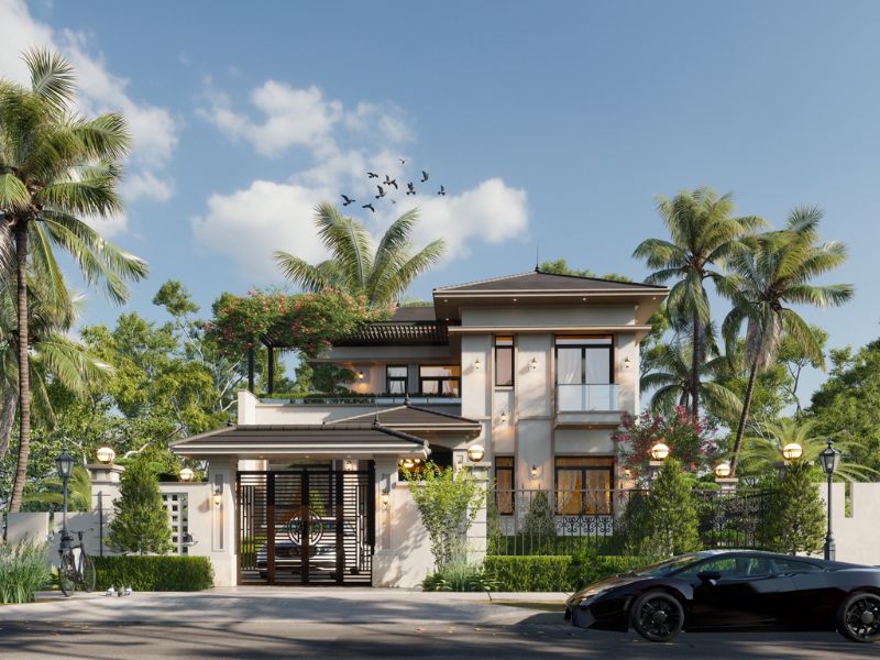 Mẫu biệt thự sân vườn 500m2 2 tầng sáng tạo không gian sống xanh, tiện nghi