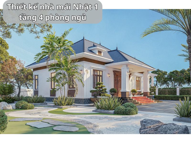 Xây nhà vườn cấp 4 sử dụng hệ mái Nhật sang trọng