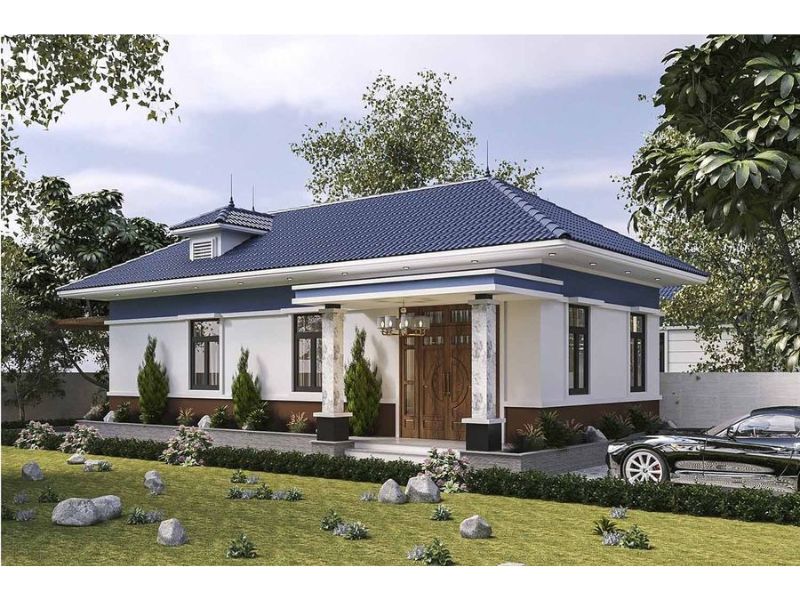 Sự hài hòa giữa thiên nhiên và kiến trúc trong mẫu nhà mái Nhật 1 tầng