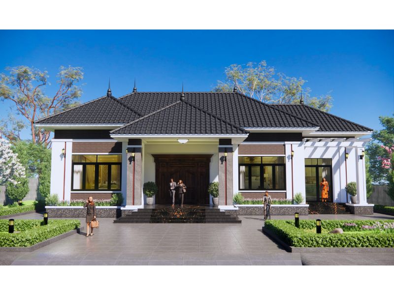 Biệt thự 1 tầng mái Nhật 150m2 tân cổ điển đẹp