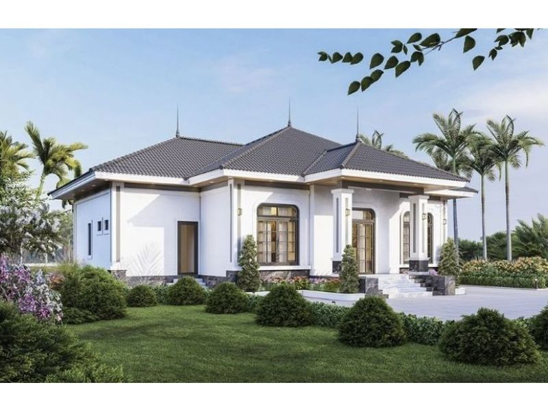 Xây nhà 1 tầng mái Nhật ở quê 