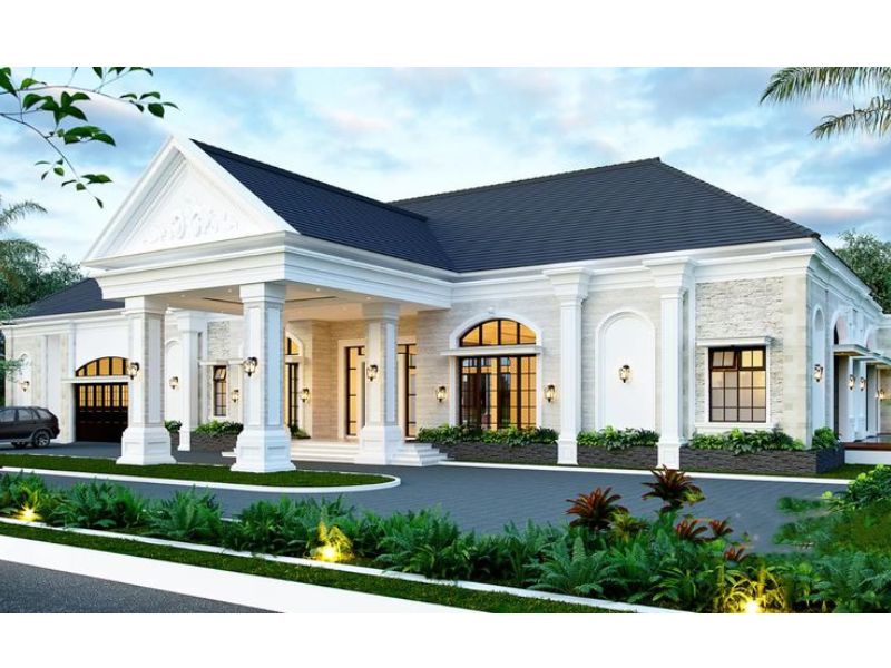 Vẻ ngoài hoành tráng và bề thế nhà mái Nhật 1 tầng 4 phòng ngủ