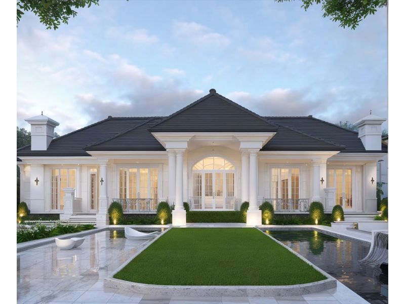 Hệ mái Nhật tăng vẻ đẹp sang trọng, bề thế cho biệt thự 1 tầng