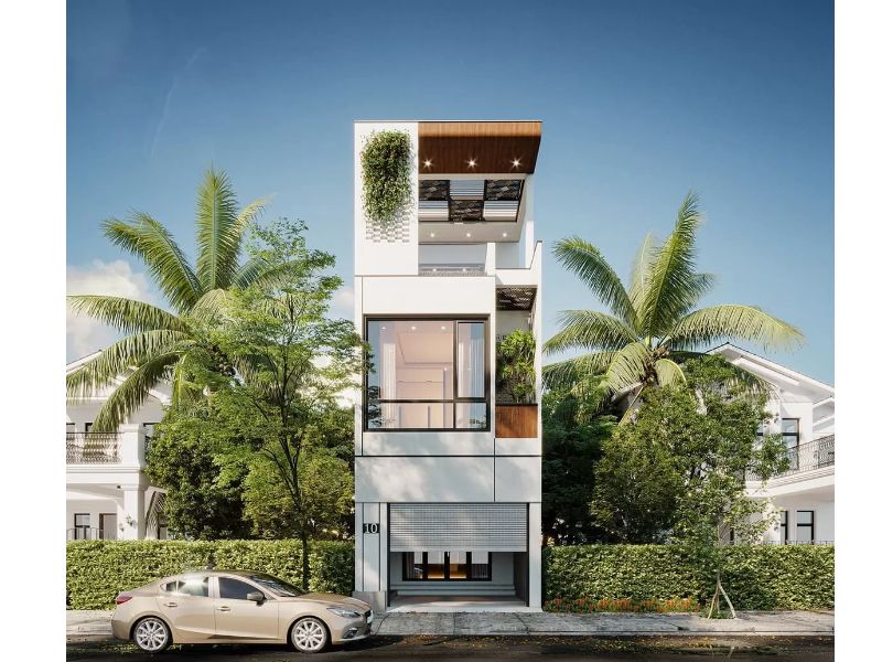 Mẫu nhà mặt tiền 4m với gam màu tươi sáng, trẻ trung 