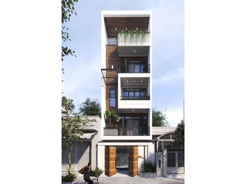 Ấn tượng với cách bố trí hình khối linh hoạt trong mẫu nhà mặt tiền 4m dài 18m 