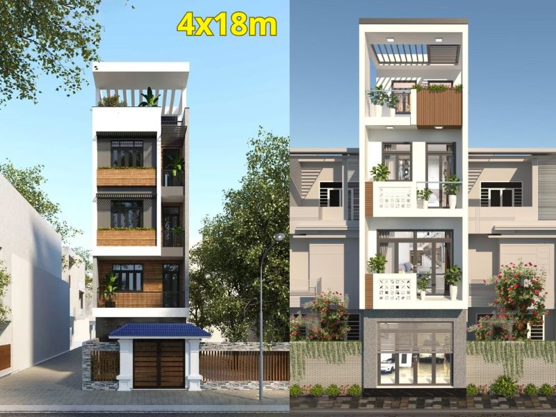 Những giải pháp thiết kế nhà mặt tiền 4m dài 18m vừa đẹp vừa tiện nghi