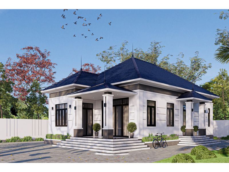 Nhà mái Nhật 10x20 1 tầng có sân vườn xanh mát