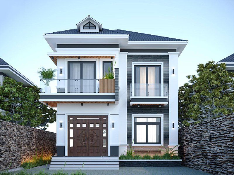 Mẫu nhà mái Nhật 10x20 4 phòng ngủ có phòng thờ tầng 1
