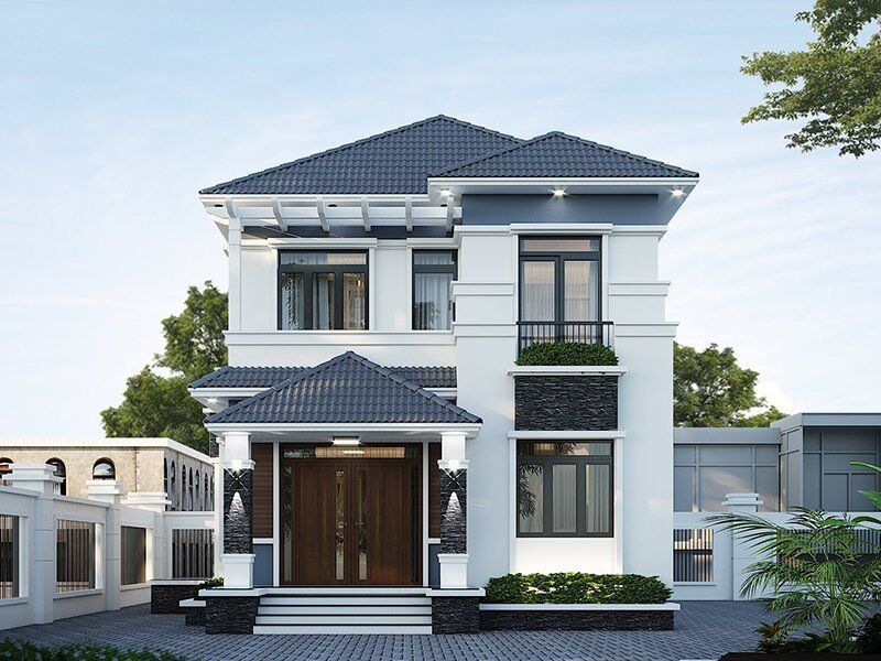Kết hợp hài hòa giữa màu sắc và thiết kế của mẫu nhà mái Nhật 10x20 2 tầng