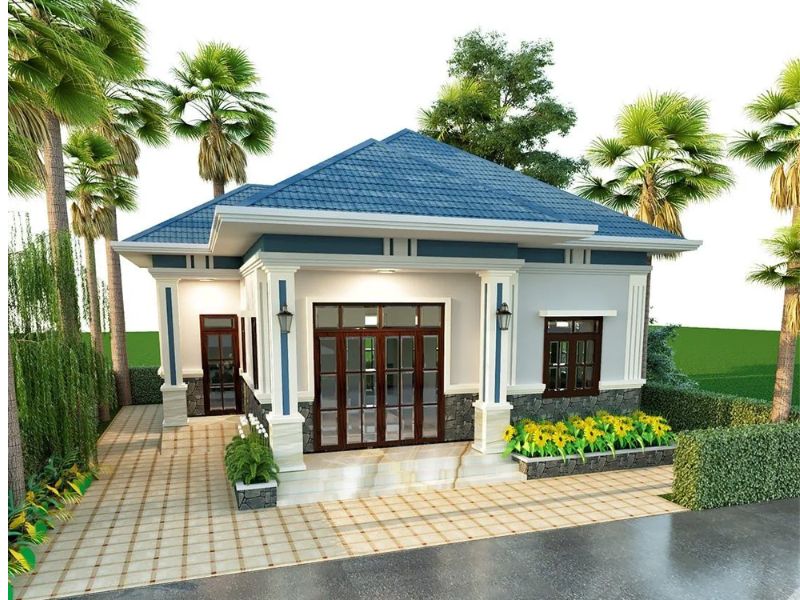 Xây nhà mái Nhật 1 tầng mặt tiền 10m sâu 20m ở nông thôn