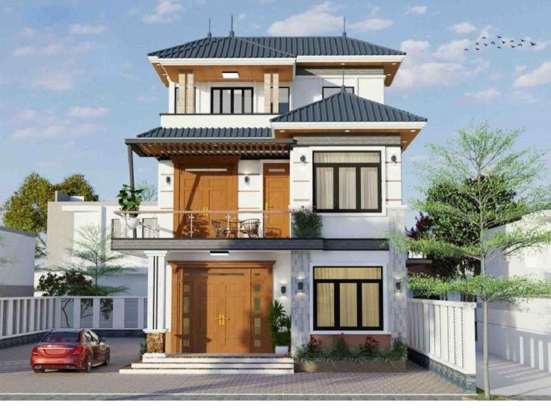 Mặt tiền nhà mái Nhật rộng 10m 3 tầng 5 phòng ngủ