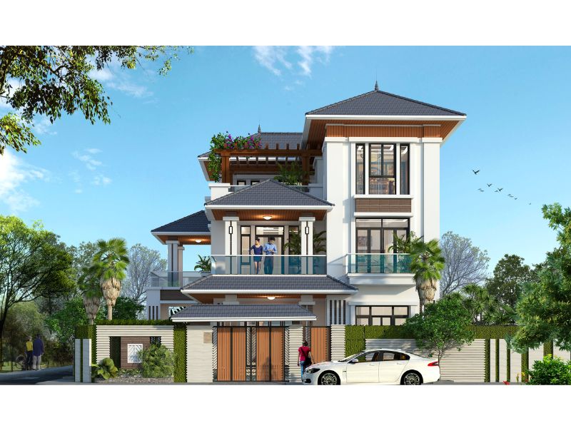 Thiết kế nhà mái Nhật 10x20 gần gũi thiên nhiên