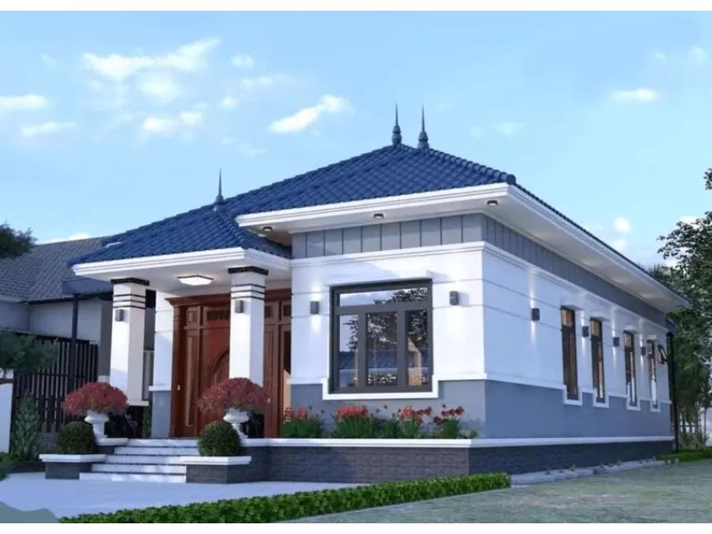 Mặt tiền nhà 10x20 thiết kế sang trọng cùng hệ mái Nhật tăng sự bề thế