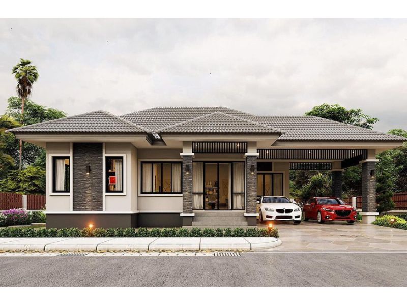 Chia sẻ mẫu nhà 1 tầng 6 phòng ngủ với công năng tiện nghi và khoa học