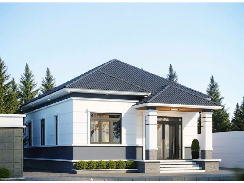 Nhà 1 tầng 6 phòng ngủ mái Nhật với gam màu trẻ trung, thu hút
