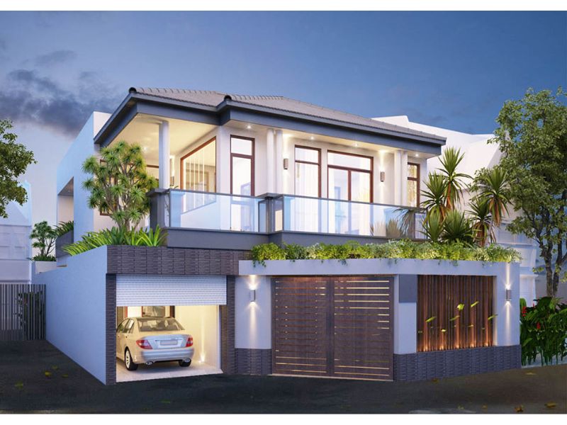 Kiến trúc đơn giản, hiện đại trong mẫu nhà 12x8m 2 tầng