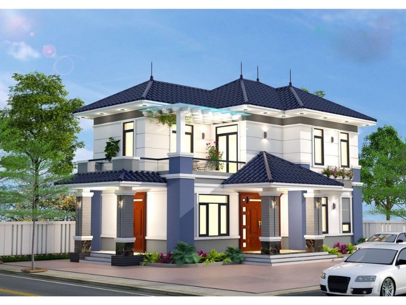 Không gian sống sang trọng trong ngôi nhà ngang 12m sâu 8m 2 tầng 2 mặt tiền