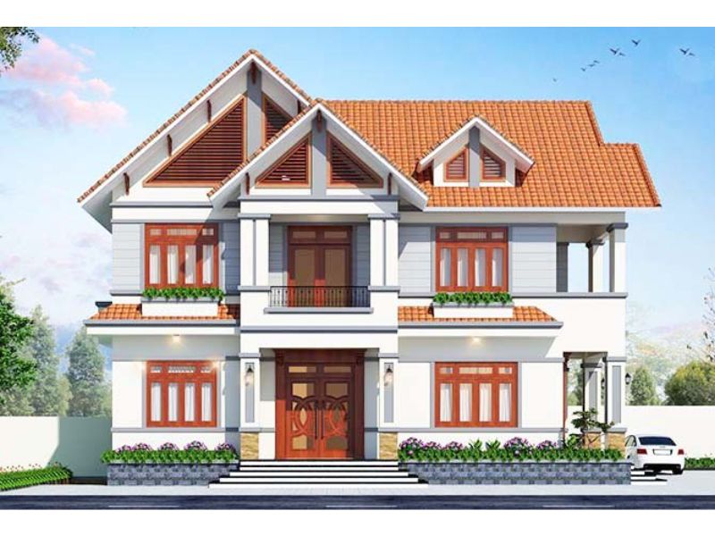 Nét đẹp truyền thống trong ngôi nhà ngang 12m 2 tầng mái ngói đỏ tươi