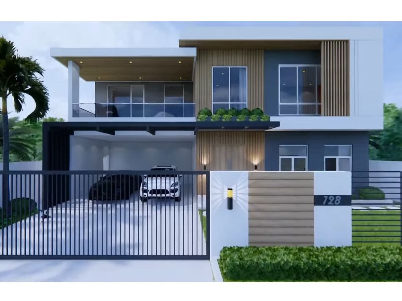 Nhà ngang 12m sâu 8m 2 tầng đẹp 
