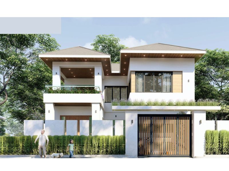 Chất liệu sử dụng cao cấp tăng vẻ đẹp hiện đại của mẫu nhà ngang 12m sâu 8m 2 tầng