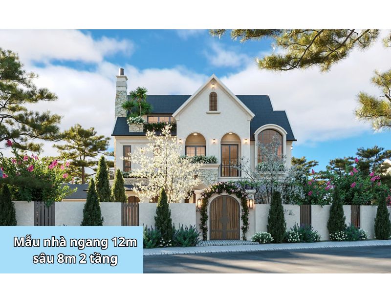 Mẫu nhà ngang 12m sâu 8m 2 tầng đẹp ngây ngất lòng người