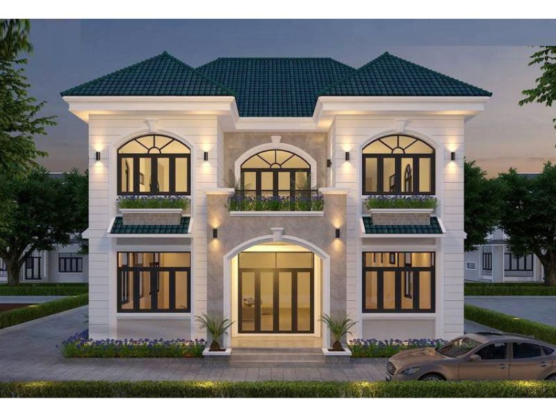 Xây nhà ngang 12m sâu 8m 2 tầng sang trọng